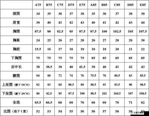 国产尺码与欧洲尺码表对照表对比详情